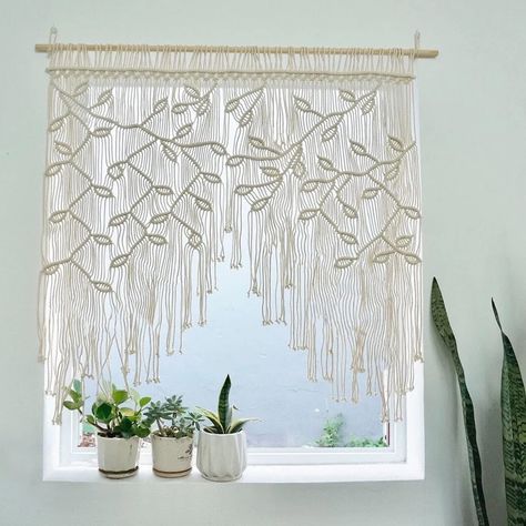 PRICES MAY VARY. Macrame curtain: Exquisite and comfortable handwoven decorations, harmonious and comfortable atmosphere, suitable for bedroom living room study windows and wall. Material: The wall hanging is made of 100% pure cotton, durable, safe and environmentally friendly, giving you a long-lasting companionship. Applicable scenarios: Bohemian-style macrame curtains can be perfectly integrated into most home environments. Do you want to enjoy the sunshine while getting privacy protection? J Cortina Boho, Macrame Window Curtain, Rideaux Boho, Cortinas Boho, Macrame Wall Hanging Decor, Macrame Door Curtain, Tapestry Curtains, Leaf Curtains, Macrame Headboard