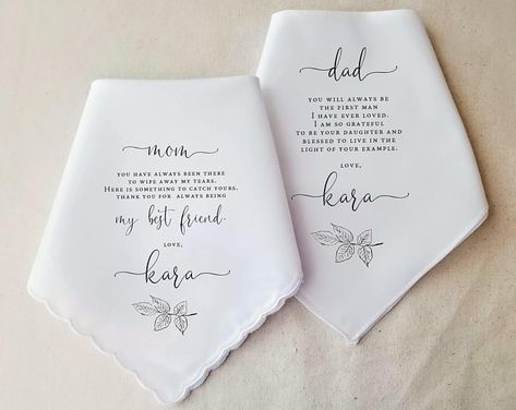 Bride Handkerchief, Bride And Father, Personalized Handkerchief Wedding, Wedding Gifts For Parents, Ladies Handkerchiefs, Mother Of The Bride Gift, Wedding Gift Set, Wedding Handkerchief, Daughter Mother