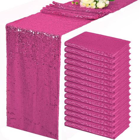 PRICES MAY VARY. 100% Polyester 【Package Include】you will receive 15 pieces hot pink table runner, enough quantity to meet your wedding banquets and daily use. The size of the table runner for Christmas is approx.12 x 72 inches / 30 x 180 cm, which is large enough to cover a rectangle table or round table which can accommodate 6 to 8 people. The dining table runner is perfect for romantic and elegant party events table decorations, Christmas decorations. The fall table runners can also be splice Pink Out Party Decorations, Pink And Purple Tablescape, Hot Pink Black And Silver Party Decor, Hot Pink And Gold Party Decorations, Pink Birthday Party Table Decorations, Hot Pink Dessert Table, Purple And Pink Wedding Decorations, Hot Pink Party Decorations Sweet 16, Pink Centerpieces For Party