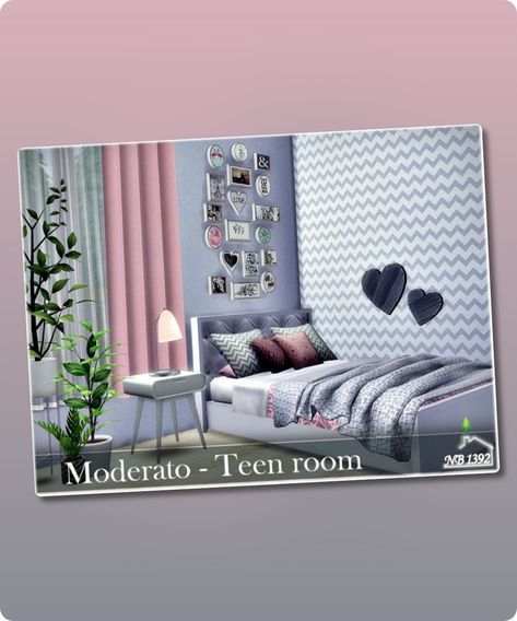 Sims 4 Bedroom CC: Moderato     Teen Room Teen Room Sims 4 Cc, Teen Room Sims 4, Sims 4 Bedroom Cc, Gaming Bedroom, Teenage Girl Room, Hall House, Sims 4 Cc Download, Sims 4 Bedroom, White Bedroom Furniture