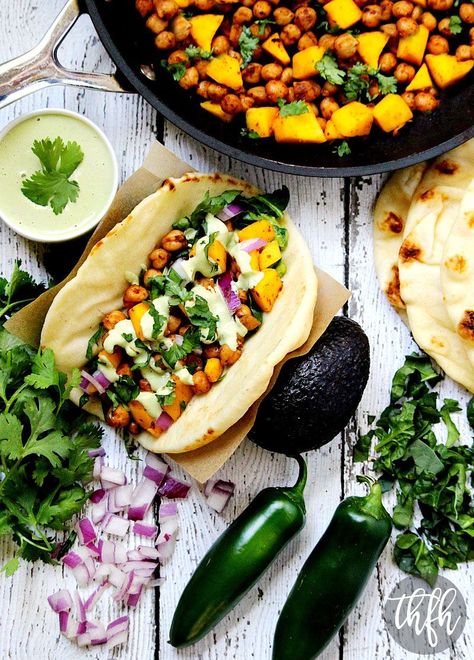 Vegan Spicy Chickpea and Mango Wraps | The Healthy Family and Home Mango Wrap, Overnight Oat, Vegan Recipes Videos, Hash Browns, Diet Vegetarian, Whole Foods Market, Wrap Recipes, Vegan Dinner Recipes, Market Shopping