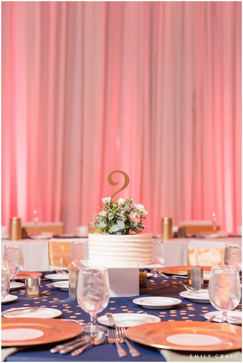 Jaclyn & Jacob<br/><hr width='50%' size=1px align='center' noshade color=#e3e2dd><span style='color:#545454;font-size:16px;'>The Hotel at Kirkwood Center Spring Wedding</span> Cake As Centerpiece Wedding, Cake Centerpieces Table, Cakes As Centerpieces Wedding, Cake Centerpiece Wedding, Navy Centerpieces, Wedding Cake Centerpieces, Edible Centerpieces, Daisy Wedding Flowers, Cake Bar