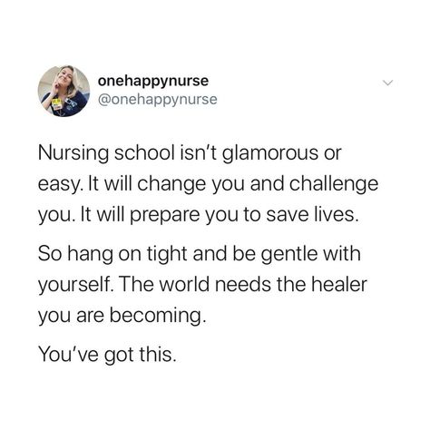 Kat R | One Happy Nurse on Instagram: “The journey through Nursing School is not easy, but I promise you that it will be worth it. 🙏🙏🙏📚💯😷 . . . You will have hard days. Some…” Motivational Nursing School Quotes, Nursing School Instagram Captions, Nursing School Motivation Quotes Student, Nursing School Graduation Speech, I Will Be A Nurse, Nursing School Tweets, Nursing School Encouragement Quotes, Nursing School Captions, Nursing School Encouragement