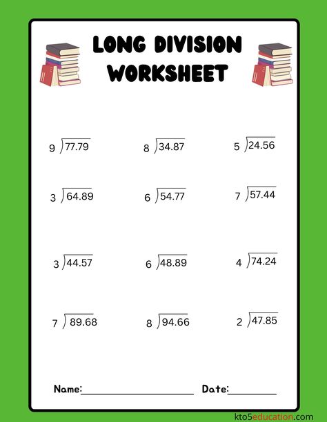 Long Division Worksheets With Decimals | FREE Download Check more at https://kto5education.com/long-division-worksheets-with-decimals-free-download/ Decimal Division Worksheet, Decimal Worksheets 5th Grades, Long Division With Decimals, Division With Decimals, Decimal Division, Decimals Addition, Decimal Multiplication, Grade 5 Math Worksheets, Decimals Activity