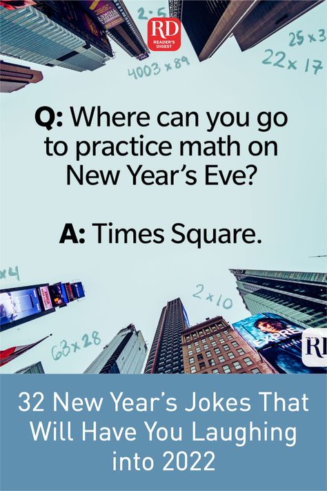 Goodbye, 2021. Hello, 2022! Kick off the year with a laugh (or two) by telling these hilarious New Year's jokes. #funnyjokes #Newyear2022 New Year Jokes, New Year Quotes Funny Hilarious, New Year Meme, New Years Traditions, Funny New Year, Dad Jokes Funny, Work Jokes, Quotes About New Year, Funny New