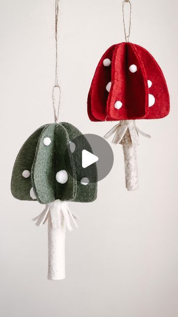 Katie | Crafter and Felt Enthusiast on Instagram: "Happy Tuesday tutorial! I love home decor that can transition from one season to another. These felt mushrooms are perfect for just that. Add them to a garland with some leaves for a fall look and then put them on your Christmas tree for some cute felt ornaments." Felted Mushrooms, Crochet Mushrooms, Mushroom Christmas Tree, Felt Mushroom, Mushroom Crafts, Crochet Mushroom, On October 3rd, Christmas 2024, Love Home