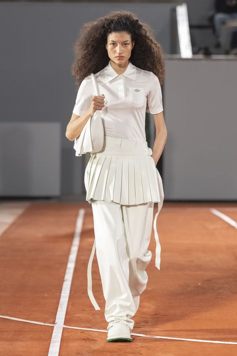 Lacoste Fall/Winter 2024 at Paris Fashion Week | Hypebeast Lacoste Street Style, Tennis Street Style, Lacoste Runway, Polo Aesthetic, Lacoste Outfit, Sportswear Aesthetic, Lacoste Tennis, Sports Fashion Design, Sports Uniform