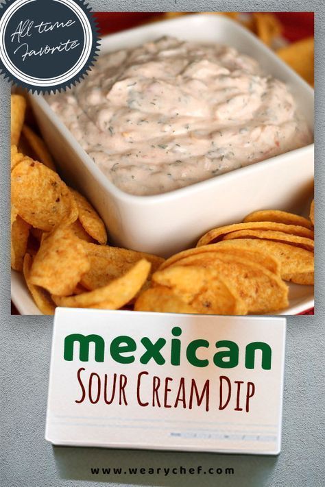 Layered Mexican Dip, Mexican Easter, Sour Cream Dip Recipes, Mexican Sour Cream, Mexican Dip, Mexican Dips, Sour Cream Dip, Mexican Appetizers, Easy Dip