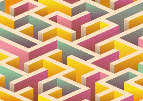 Isometric seamless Maze pattern. Premium Vector Maze Graphic Design, Maze Illustration, Isometric Pattern, Maze Pattern, Arts Month, Maze Design, Isometric Drawing, Retro Graphic Design, Isometric Art