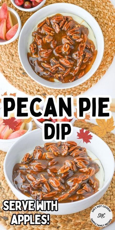 Pecan pie dip in a white bowl. Pecan Pie Dip Recipe, No Bake Pecan Pie, Pecan Pie Dip, Pecan Dip, Pumpkin Cheesecake Cookies, Pineapple Cakes, Cobbler Recipes Easy, Pie Dip, Homemade Baked Beans