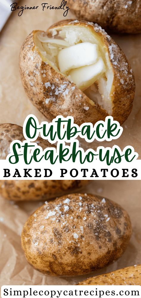 Outback Steakhouse’s Baked Potato Crispy Skin Baked Potato, Simply Potatoes Recipes, Fluffy Baked Potatoes, Steakhouse Potatoes, Cooking Baked Potatoes, Baked Potato Recipe, Restaurant Recipes Famous, Simply Potatoes, Best Baked Potato