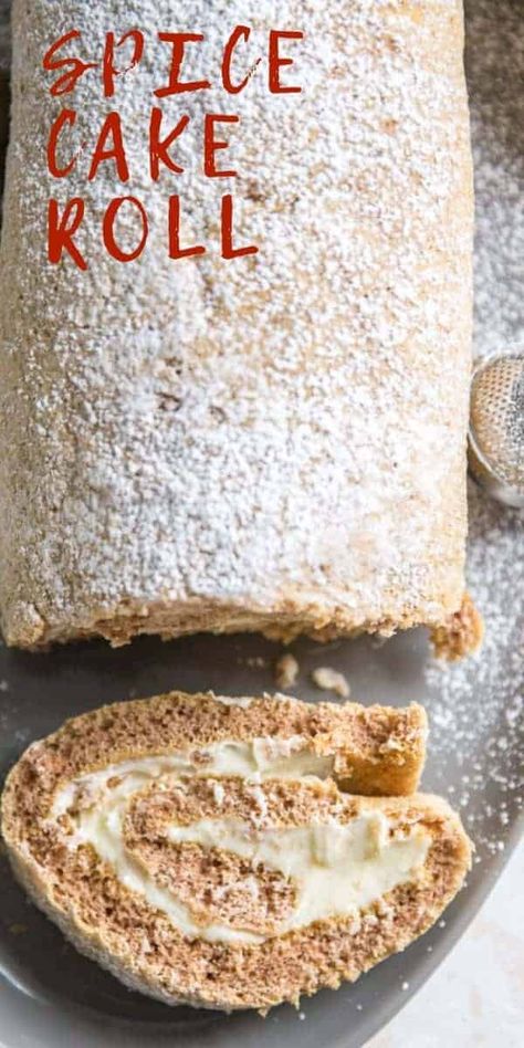 Spice Cake Roll, Jelly Roll Cake, Maple Buttercream, Cake Roll Recipes, Fall Cakes, Roll Cake, Spice Cake, Cake Roll, Fall Baking