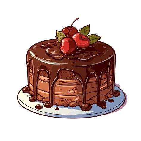 Premium Vector | Chocolate lava cake vector illustration isolated on white background Cake Vector Illustration, Cake Drawing Reference, Cake Designs Drawing, Cake Drawing Illustration, Chocolate Cake Drawing, Chocolate Cake Cartoon, Cute Cake Illustration, Chocolate Cake Illustration, Cake Illustration Design