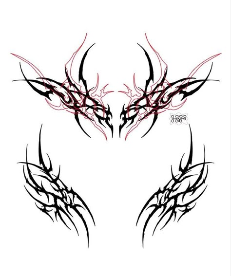 Aggrogoth Tattoo Sketch, Neo Tribalism Tattoo Design, Neotribal Wings, Sigilism Tattoo Hand, Neotribal Design, Neo Tribalism Tattoo, Neo Tribalism, Tattoos Simplistic, Neotribal Tattoo Design