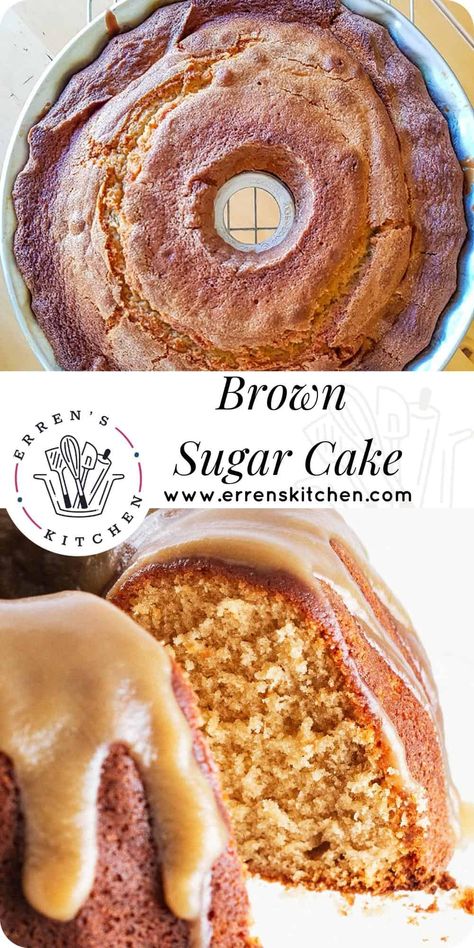 This easy recipe for Brown Sugar Cake with Caramel Glaze will be the best Homemade Bundt Cake you’ve ever made! Perfect Cake for this Christmas season! #brownsugarbundtcake #ErrensKitchen Carmel Bundt Cake Recipe, Burnt Caramel Cake, Honey Bundt Cake Recipe, Brown Stone Front Cake Recipe, Caramel Bundt Cake Recipes, Brown Sugar Carmel Poundcake, Thick Glaze For Bundt Cake, Brown Sugar Caramel Pound Cake, Brown Butter Glaze For Cake