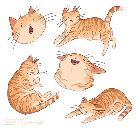 Sammy Savos, Sketching People, Pet Drawing, 2 Cats, Animal Doodles, Pets Drawing, Orange Tabby Cats, Cat Pose, Animal Sketches