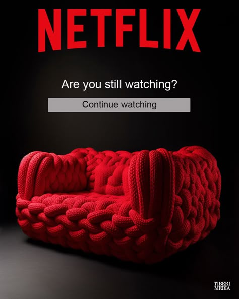 cozy red knitted couch for netflix tv binge watchers, made with Midjourney AI Netflix Creative Ads, Netflix Graphic Design, Netflix Campaign, Netflix Advertising, Netflix Poster Design, Netflix Ads, Netflix Branding, Visual Poster, Visual Advertising