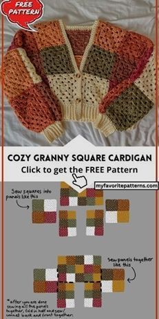 Explore the enchanting world of Cottagecore crochet with our curated list of 50 easy project ideas and free patterns. Interior Crafts, Crochet Project Ideas, Cottagecore Crochet, Crochet Cardigan Free, Granny Square Cardigan, Square Cardigan, Crochet Cardigan Pattern Free, Granny Square Crochet Patterns Free, Crochet Sweater Pattern Free