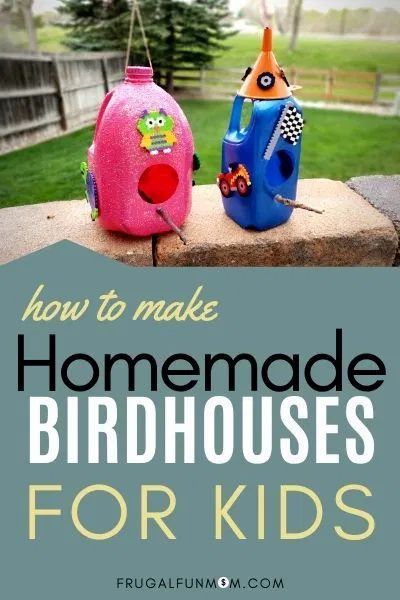 Learn how to make a homemade bird house with your kids! | Looking for ideas on how to make homemade birdhouses for kids? This is another fun activity to do with your kids this summer! My kids are obsessed with wildlife being in our yard, and loved to make milk carton bird house diy! In this post, you’ll learn how to make milk carton bird houses | #smallmilkcartonbirdhouse #milkcartonbirdhousekids Easy Birdhouses For Kids To Make, Milk Carton Birdhouse, Milk Jug Bird House, Milk Carton Bird House, Homemade Bird Houses Diy, Bday Crafts, Crafts For Kids Easy Diy, Kid Garden, Bird Ideas