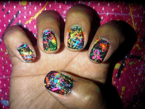 Splatter Paint Nails Black Paint Splatter Nails, Paint Splatter Nails, Pattern Nails, Splatter Nails, Paint Nails, Splatter Paint, Cute Gel Nails, Nail Patterns, Hair Skin Nails