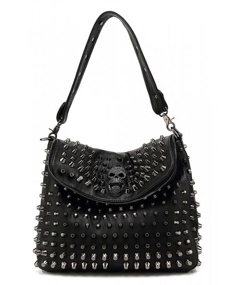 Women's Bags, Shoulder Bags, Studded Skull Shoulder Bag H1417 - Black - CU11IJ4POFH   #Women #Fashion #Bags #Handbags #Style #Shoulder Bags Skull Bags, Unique Handbags, Summer Purses, Popular Handbags, Handbag Outfit, Cheap Purses, Cute Handbags, Estilo Punk, Handbags Casual