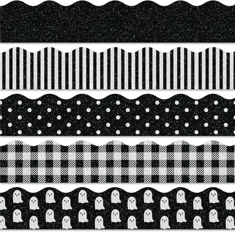 Amazon.com: Whaline 69Ft Halloween Bulletin Board Borders Glitter White Black Decoration Borders Ghost Stripe Dot Plaid Trim Border Bulletin Board Stickers for School Classroom Office Halloween Party Decor : Office Products Black And White Bulletin Board, Border Bulletin Board, Office Halloween Party, Office Bulletin Boards, Stickers For School, Halloween Office Party, Bulletin Borders, Halloween Bulletin Boards, Office Halloween