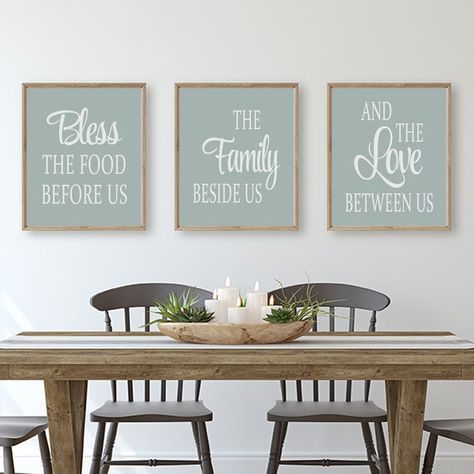 Gloss Artist, Guess Room, Bless The Food Before Us, Bless The Food, Neutral Kitchen, Wall Art Farmhouse, Dining Room Wall, Dining Room Wall Art, Neutral Prints