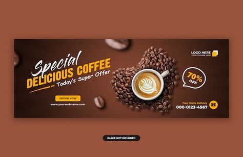 Delicious coffee sale facebook cover ban... | Premium Psd #Freepik #psd #social-design #square-banner #social-media-design #media-post Cafe Billboard Design, Cafe Banner Design, Coffee Banner Design, Cafe Banner, Coffee Banner, Cover Banner Design, Google Banner Ads, Coffee Social, Cafe Poster