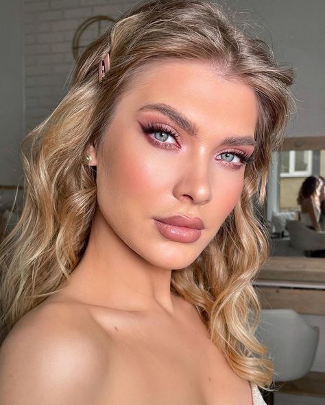 Wedding Guest Makeup Ideas, Pink Wedding Makeup, Bridal Makeup For Blondes, Gorgeous Bridal Makeup, Summer Wedding Makeup, Fall Wedding Makeup, Wedding Guest Makeup, Makeup For Blondes, Glamorous Makeup