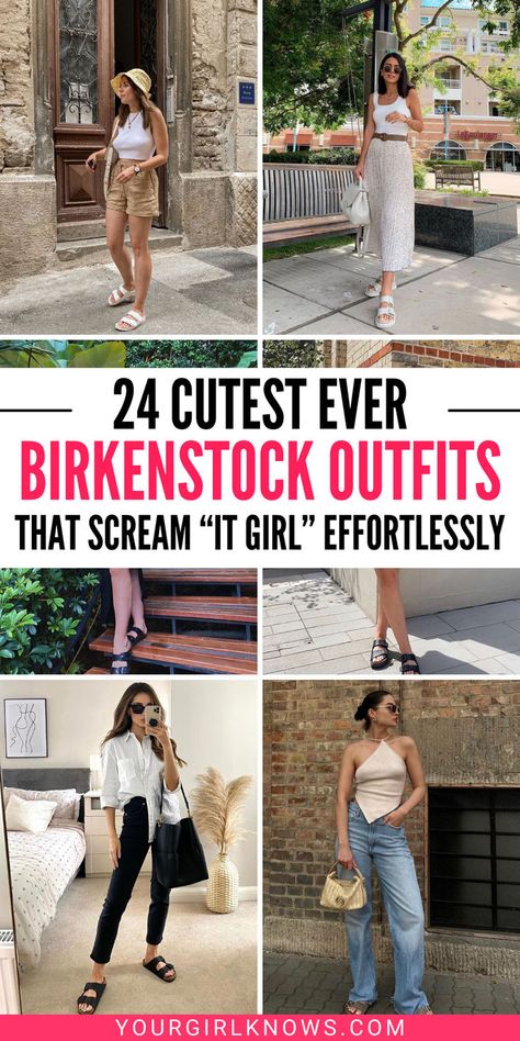 Step up your style game with these killer Birkenstock outfits! From casual chic to boho vibes, we’ve got the perfect looks to rock your favorite sandals. Effortlessly cool and comfy, these outfit ideas will have you turning heads and feeling fab. Get ready to strut your stuff in style! What To Wear With Birkenstock Buckley, Half Crew Socks Outfit, Birkenstock Arizona With Socks Outfit, Casual Birkenstock Outfit, Birkenstock Florida Outfit, Birkenstock Outfit Black, Black Boston Birkenstock, Arizona Birkenstock Outfit Summer, Cute Birkenstock Outfits