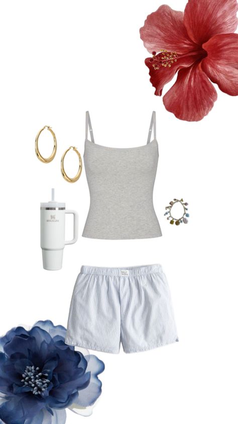 Grey Top and shorts with lines clean girl outfit Summer Clean Girl Outfits, Clean Girl Outfits Summer, Sporty Shorts Outfit, Basic White Girl Outfit, Clean Girl Outfit, White Girl Outfits, House Outfit, Spain Holiday, Summer Cleaning