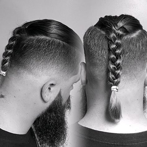 #ManBraid Alert: An Easy Guide to Braids For Men Viking Haircut, Viking Hairstyles, Braids With Fade, Men With Long Hair, Braids Men, Braids With Shaved Sides, Viking Braids, Viking Hair, Beard Hairstyle