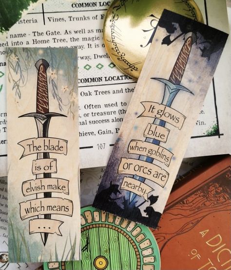 Lord Of The Ring Bookmark, Lotr Bookmark Diy, The Hobbit Bookmark, Lotr Bookmark, Hobbit Bookmark, Fantasy Bookmarks, Dragon Bookmark, Wood Burn Designs, Diy Paper Flowers