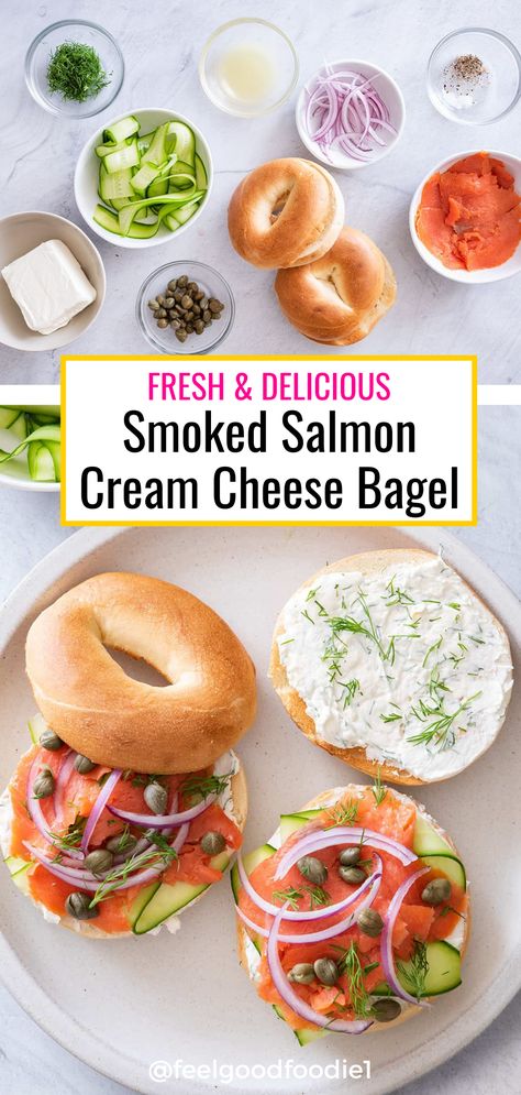 Bagel Breakfast Ideas Cream Cheeses, Cream Cheese With Salmon, Bagel And Lox Sandwich, Smoked Salmon Mini Bagel, Brunch Bagel Ideas, Smoked Salmon And Dill Sandwich, Bagel Smoked Salmon Cream Cheeses, Salmon On Bagel Cream Cheeses, Bagel And Salmon Cream Cheeses