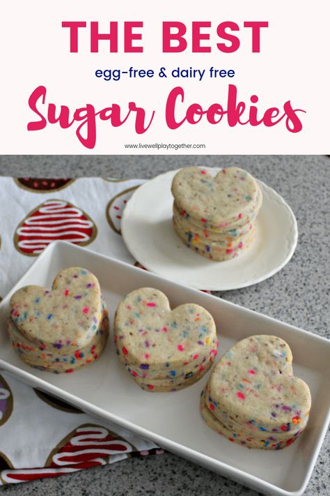 The Best Egg Free Dairy Free Sugar Roll Out Cookie Recipe - Live Well Play Together Dairy Free Kids Meals, Roll Out Cookie Recipe, Dairy Free Sugar Cookies, Dairy Free Recipes For Kids, Roll Out Sugar Cookies, Egg Free Desserts, Egg Free Cookies, Vegan Sugar Cookies, Dairy Free Baking