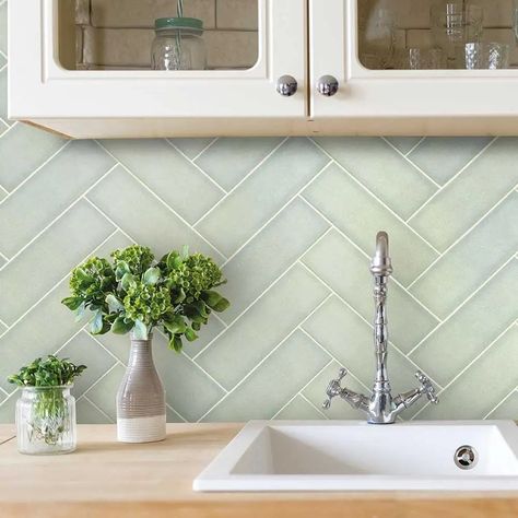 Teal Splashback Kitchen, Colourful Kitchen Splashback, Kitchen Wall Tiles Ideas Modern, Green Kitchen Backsplash, Colourful Tiles, Laundry Makeover, Green Tile Bathroom, Green Backsplash, Kitchen Splashbacks