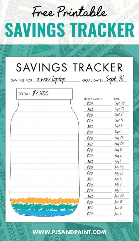 Free Printable Savings Tracker - Budgeting Printables Printable Savings Tracker, Saving Money Chart, Savings Chart, Money Chart, Money Template, Money Planner, Goals Template, Tracker Free, Save For House