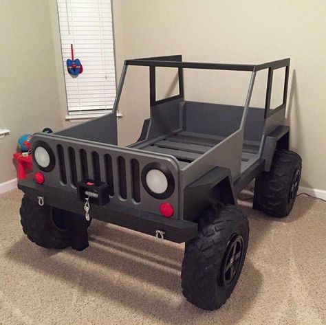 Jeep Bed, Murphy Bed Plans, Car Bedroom, Car Bed, Kids Beds, Bed Plans, Boys Bedding, Plywood Furniture, Childrens Beds