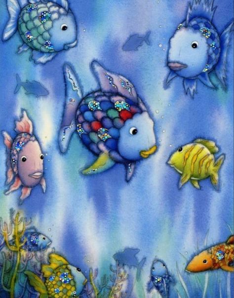 Rainbow Fish Story, Rainbow Fish Book, Fish In The Ocean, The Rainbow Fish, Fish Illustration, Rainbow Fish, Water Animals, Fishing Quotes, Childhood Books