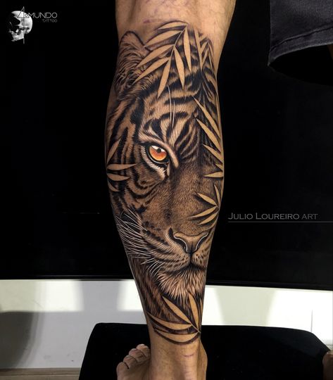 Tatuagem tigre Tiger Tattoo Calf, Roman Lion Tattoo, Tiger Leg Tattoo Men, Leg Lion Tattoo, Tiger Leg Tattoo, Tattoo Pierna Mujer, Tom Tattoo, Tiger Forearm Tattoo, Unforgettable Tattoo