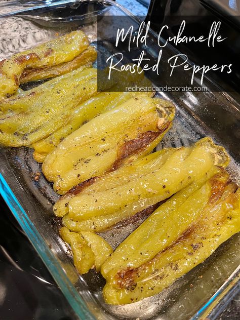 Roasted Green Peppers Oven, Cubenellas Peppers Recipes, Mild Pepper Recipes, Roasting Peppers In Oven, Roasted Banana Peppers, Cubanelle Pepper Recipe Dishes, Roasted Peppers Oven, Cubanelle Pepper Recipe, Puglia Recipes