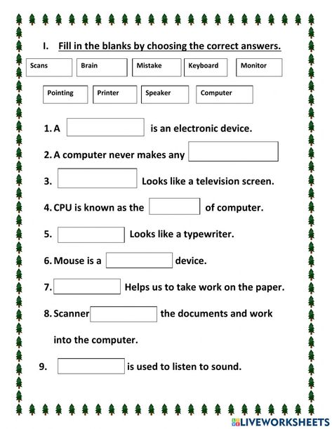 Computer Worksheet For Class 3, Computer Science Worksheets For Grade 1, Computer Work Sheet For Class 2, Computer Worksheet For Class 1, English Excercise, Computer Worksheet, Computer Questions, Parts Of Computer, Computer Exam