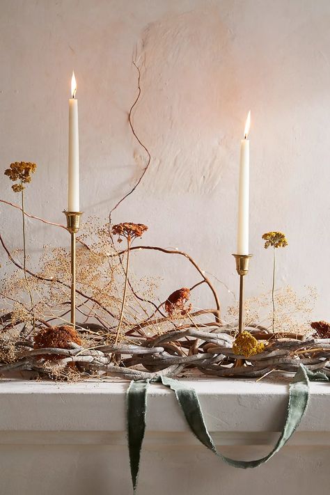 Twisted Vine Ring Garland | AnthroLiving Winter Tablescapes, Mantle Ideas, Christmas Decs, Dutch Masters, Vine Ring, Wood Candle, Spring Event, Wood Candles, Dried Floral