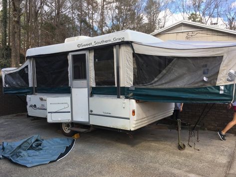 Popup Remodel, Small Pop Up Campers, Coleman Pop Up Campers, Camper Modifications, Tent Trailer Remodel, Pop Up Camper Remodel, Pop Up Camping, Popup Camper Remodel, Camper Curtains