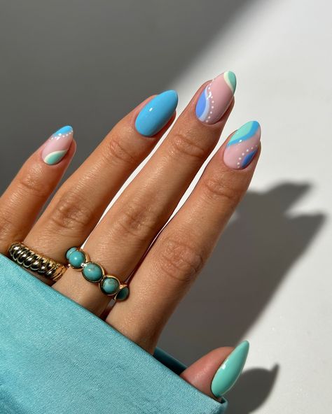 August Nails, Turquoise Nails, Simple Gel Nails, Summery Nails, Cute Gel Nails, Fall Nail, Dream Nails, Pretty Acrylic Nails, Chic Nails