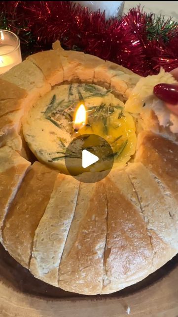 Sourdough Bread With Butter Candle, Herb Butter Candle Recipe, Viral Butter Candle, Winter Starters Recipes, Candle Butter Bread, Butter Candle Bread Bowl, Bread With Butter Candle, Butter Candle Bread, Butter Candle Appetizer Recipe