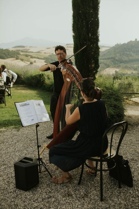 Violin At Wedding Ceremony, Live Music Wedding Ceremony, Harp And Violin Wedding, Pianist At Wedding, Classical Music Wedding, Harp At Wedding, Live Music At Wedding, Harp Wedding Ceremony, Violinist Wedding Ceremony