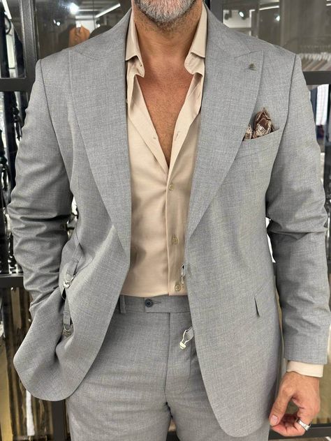 Gray or Navy Blue? These Suits add a touch of class to your wardrobe, whether for a business meeting or a special occasion. #Hollomen #Suits #Menstyle #Mensfashion #Shopnow Gray Tuxedo, Grey Suit Men, Suits Clothing, Dapper Gentleman, Mens Formal, Gray Suit, Blazer Vest, Business Meeting