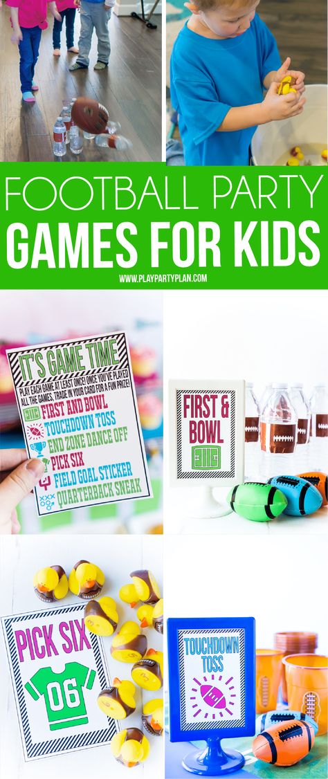 Football Themed Birthday Party Games, Football Games For Kids, Kids Football Parties, Diy Football Party, Football Party Games, Football Theme Birthday, Diy Kids Party, Party Games For Kids, Birthday Party Games For Kids