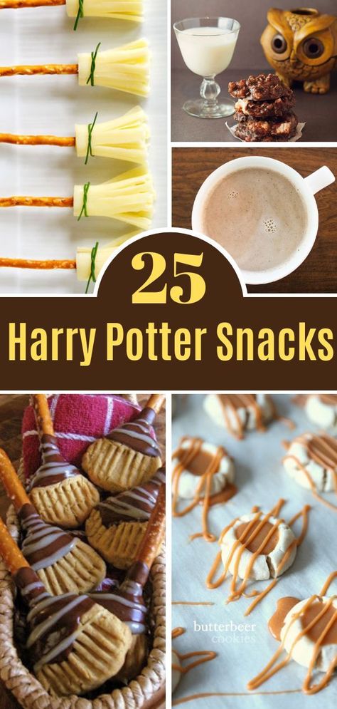 Harry Potter Party Food Ideas, Harry Potter Themed Snacks, Harry Potter Party Food, Harry Potter Themed Food, Harry Potter Food Ideas, Harry Potter Motto Party, Harry Potter Recipes, Harry Potter Dinner, Baby Harry Potter